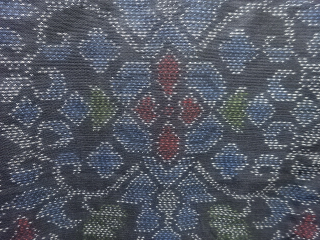 JAPANESE KIMONO / ANTIQUE FLOWER ARABESQUE PATTERN WOVEN DORO OSHIMA T